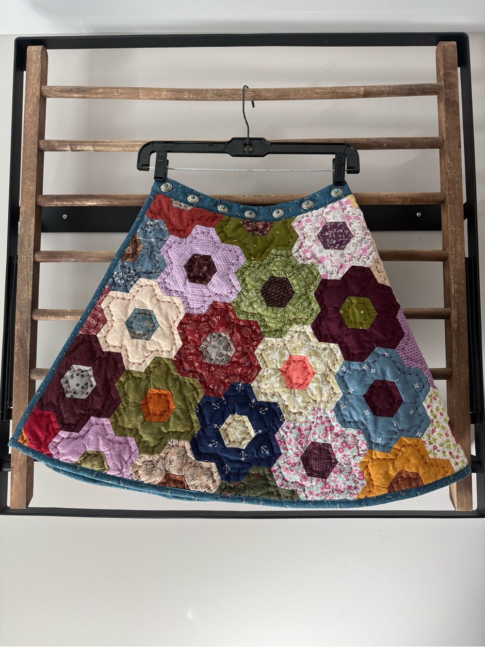 Quilted Patchwork Floral Hexagon Mini Skirt - Lady Lancaster